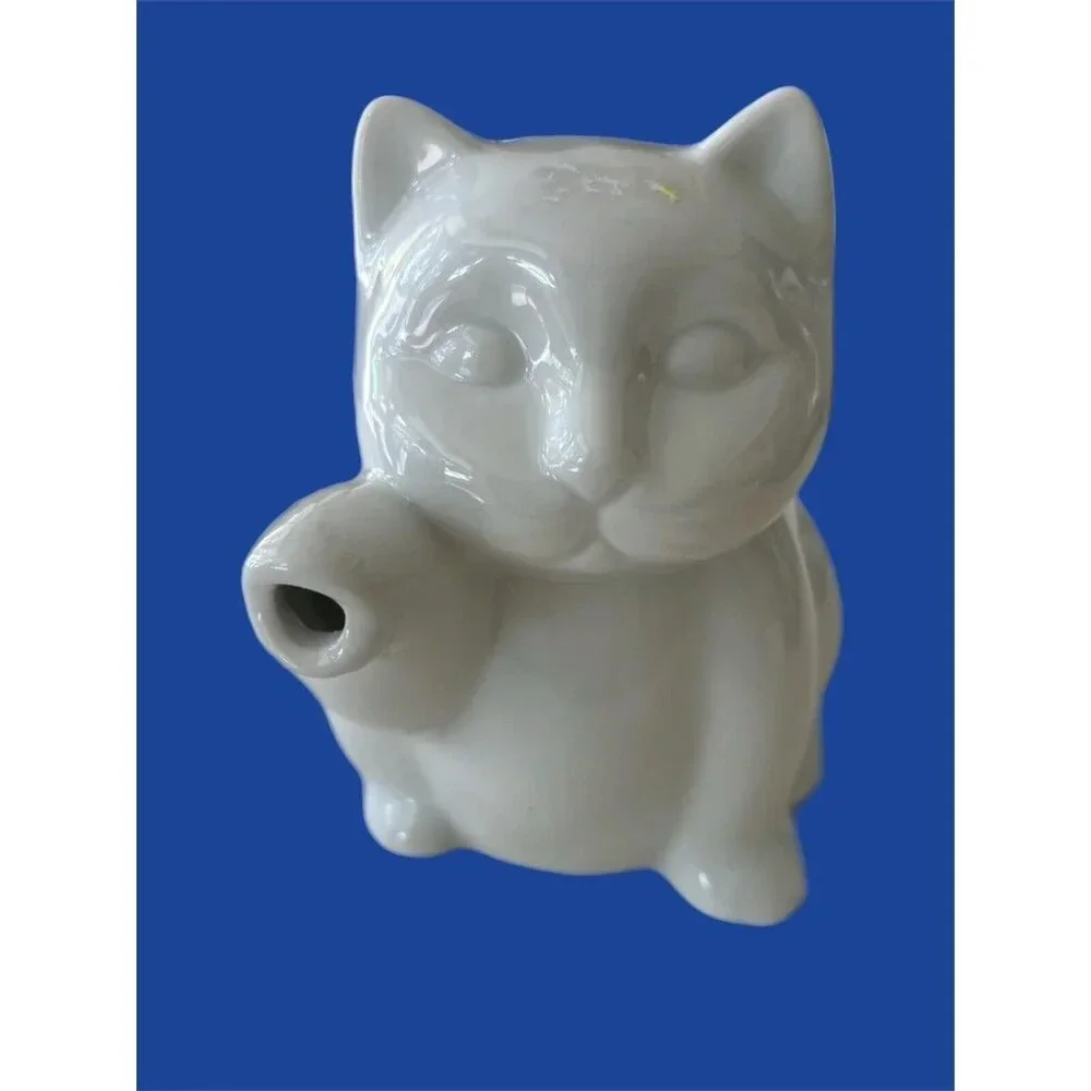 VTG Kitty Cat Creamer Pitcher White Ceramic Small Tea Pot By HIC Japan